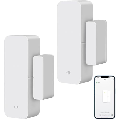 WLAN-Türsensor, intelligenter Tür-Fenstersensor, kabelloser Fenstersensor, Echtzeit Alarm, kompatibel mit Alexa, Google Assistant, Sicherheitstür, Sensor für Geschäftseinbruchalarm (2 Stück) von PHOVOLT