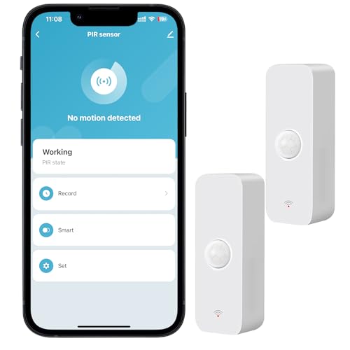 WiFi-PIR-Bewegungssensor, kabelloser Bewegungsmelder, Alexa-Bewegungssensor-Alarm, Smart Home-Anwesenheitssensor, funktioniert mit Amazon Alexa (2 Stück) von PHOVOLT