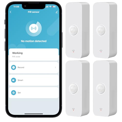 WiFi-PIR-Bewegungssensor, kabelloser Bewegungsmelder, Alexa-Bewegungssensor-Alarm, Smart Home-Anwesenheitssensor, funktioniert mit Amazon Alexa (4 Stück) von PHOVOLT