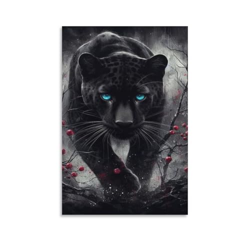 PHQAZWSXE Panther Leinwandbilder Auf Leinwand Kunstdruck Tier Leinwandbild Wand DekoRatteion Wandbilder Für Badezimmer Arbeitszimmer Treppe 20x30inch(50x75cm) von PHQAZWSXE