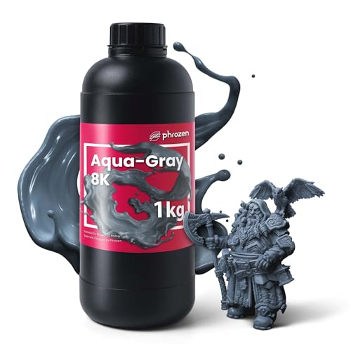 Phrozen Aqua-Gray 8K | 3D Drucker Resin für SLA/DLP/LCD 3D Printer | 405nm Standard Photopolymer Druck Harz | 8K Hohe Präzision, Geringer Geruch - Grau (1kg) von PHROZEN