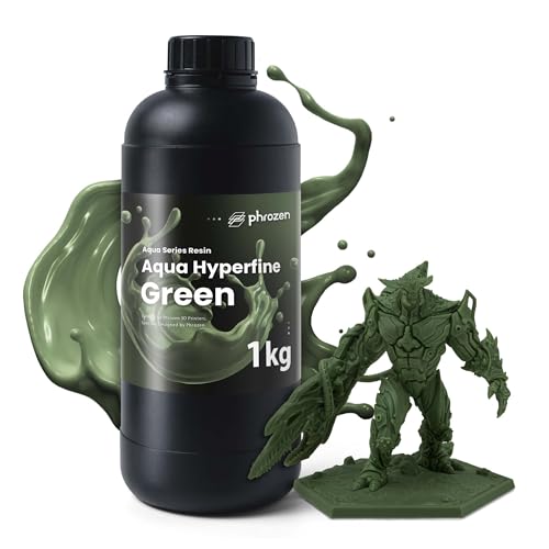 Phrozen Aqua Hyperfine-Green | 3D Drucker Resin für LCD 3D Printer mit 12K+ Auflösung | 405nm Standard Photopolymer Druck Harz | Hohe Präzision, Stabile Druckqualität - Armee Grün (1kg) von PHROZEN