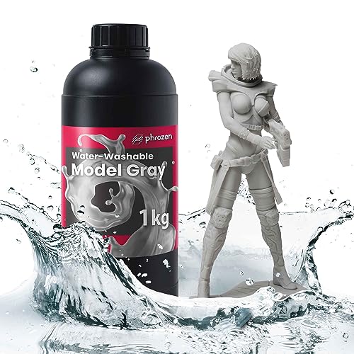Phrozen Wasser Waschbares 3D Drucker Resin | 405nm Photopolymer UV-Harz für LCD Printer | Geruchsarm, Water-Washable, Schneller Aushärtung | Grau (1kg) von PHROZEN