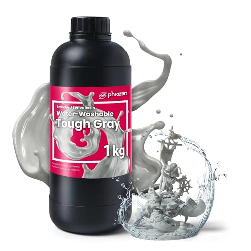 Phrozen Water-Washable Tough 3D Drucker Resin | Wasser Waschbar mit 2x Zähigkeit | 405nm Photopolymer UV-Harz für LCD Printer | hohere Haltbarkeit, Nicht Spröde - Grau (1kg) von PHROZEN