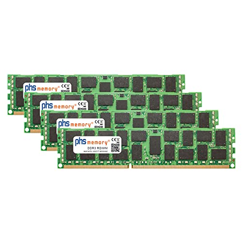 PHS-memory 128GB (4x32GB) Kit RAM Speicher kompatibel mit Supermicro A+ Server 1022G-URF DDR3 RDIMM 1333MHz PC3L-10600R von PHS-memory