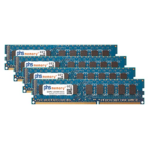 PHS-memory 16GB (4x4GB) Kit RAM Speicher kompatibel mit Supermicro A+ Server 1012G-MTF DDR3 UDIMM ECC 1333MHz PC3-10600E von PHS-memory