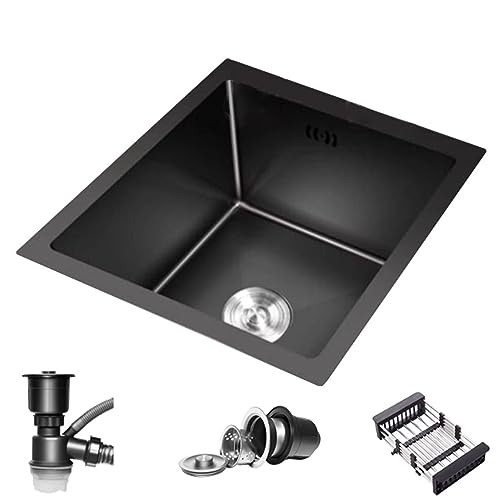 Küchen Mini-Wasserpool Für Wohnmobile Kleines Apartment-Barwaschbecken Langlebige Siphon-Spülbecken In Verschiedenen Größen Küchenspüle Aus Edelstahl Küchenspülen (Color : Schwarz, S : 35X25X21.5cm von PHSP