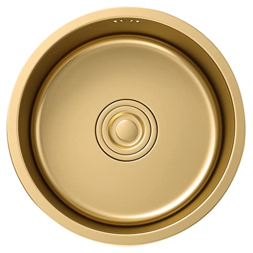 Küchen Rundes Waschbecken aus Edelstahl in Gold Langlebiges Bar-Spülbecken mit einer Schüssel Küchenspüle im Haushalt RV-Mini-Waschbecken Küchenspülen (Color : Gold, S : 36 * 36cm) von PHSP