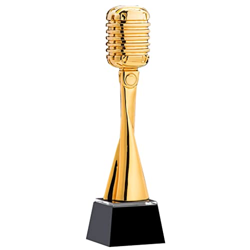 Pokale, Medaillen Auszeichnungen Goldene Mikrofon-Trophäe Musik-, Gesangs- und Redewettbewerbstrophäe Herausragende Host-Award-Trophäe Ruhm Trophäe Pokale (Color : Gold, S : 8 * 30cm) von PHSP