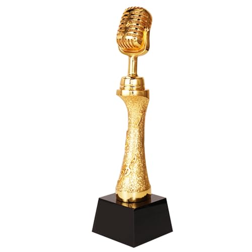 Pokale, Medaillen Auszeichnungen Trophäe Für Den Ersten Platz Beim Gesangs- Und Redewettbewerb Trophäe Für Den Good Voice Song Award Gold-, Silberbronze-Mikrofontrophäe (Color : Gold, S : 30cm) von PHSP