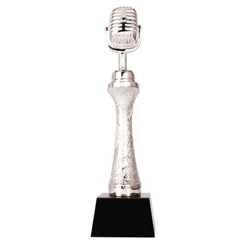 Pokale, Medaillen Auszeichnungen Trophäe Für Den Ersten Platz Beim Gesangs- Und Redewettbewerb Trophäe Für Den Good Voice Song Award Gold-, Silberbronze-Mikrofontrophäe (Color : Silver, S : 30cm) von PHSP