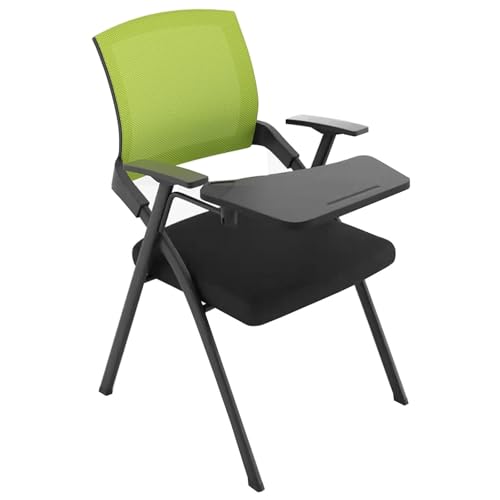 Sessel & Stühle Klappbarer Konferenzstuhl Mit Stauraum Bequemer Und Atmungsaktiver Bürostuhl Mit Schreibplatte Ruhestuhl Für Konferenzräume Stahlstativ(Green) von PHSP