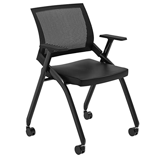 Sessel & Stühle Klappstuhl Mit Rollen Einfacher Büro-Konferenzstuhl Studentenwohnheim Rücksitz Prüfungsstuhl Für Den Schulungsstuhl Für Erwachsene Schüler (Color : Schwarz, S : 54 * 57 * 88cm) von PHSP
