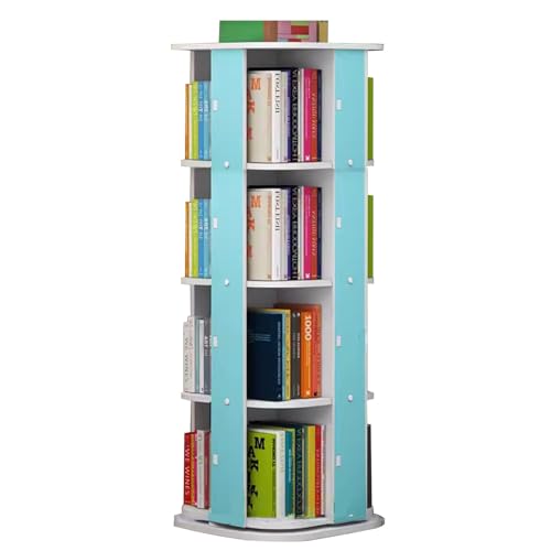 Um 360 Grad Drehbares Bücherregal Einfaches, Kreatives Bücherregal Mit 3/4 Ebenen Dekoratives Eckregal Für Das Wohnzimmer Schön Praktisch (Color : Blau, S : 4 Layers) von PHSP