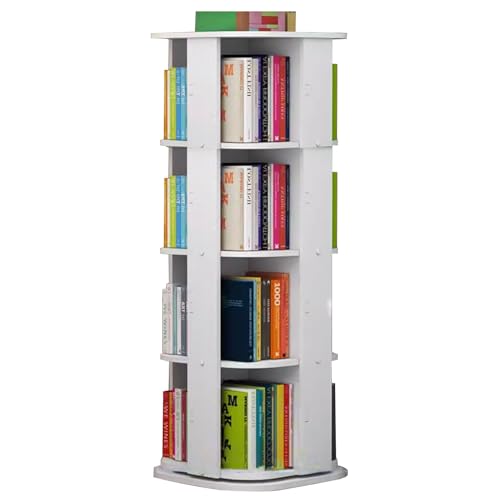 Um 360 Grad Drehbares Bücherregal Einfaches, Kreatives Bücherregal Mit 3/4 Ebenen Dekoratives Eckregal Für Das Wohnzimmer Schön Praktisch (Color : Weiß, S : 4 Layers) von PHSP