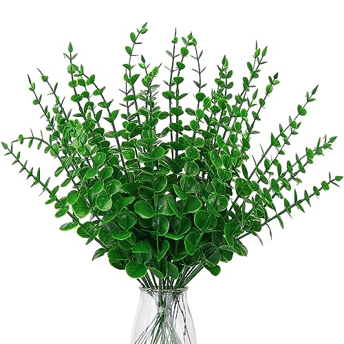 PHUNAT 20 künstliche Eukalyptusblätter, künstliche Eukalyptusstiele, Höhe ca. 38 cm, Eukalyptus-Pflanze von PHUNAT