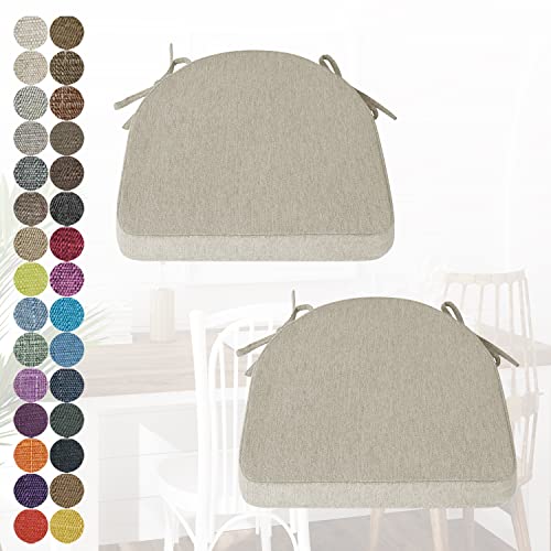 PHUSTJKL 2er Set Stuhlkissen Halbrund Stuhlauflage mit Bändern für Esszimmer, Waschbare rutschfest Sitzkissen mit Reißverschluss für Indoor Zuhause Büro Küche (43x42x40x3cm Hellgrau) von PHUSTJKL