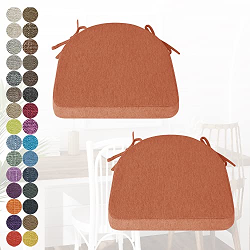 PHUSTJKL 2er Set Stuhlkissen Halbrund Stuhlauflage mit Bändern für Esszimmer, Waschbare rutschfest Sitzkissen mit Reißverschluss für Indoor Zuhause Büro Küche (43x42x40x5cm Karminrot) von PHUSTJKL