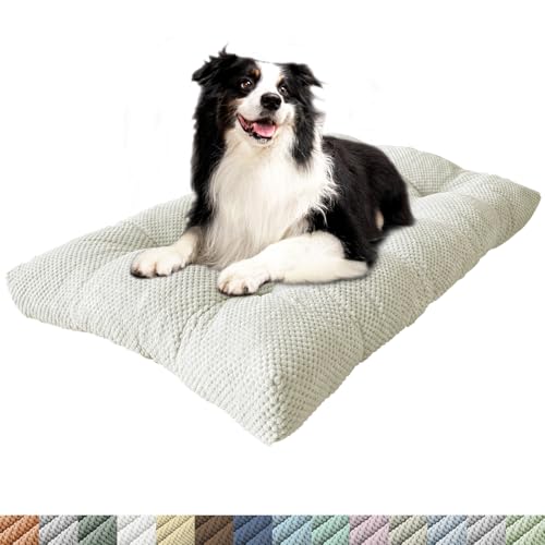 PHUSTJKL Hundebett Mittelgroße Kleine Hunde, 110x80x8cm Waschbar Hundekissen mit Rutschfester Unterseite, Flauschiges Atmungsaktiv Superweich Katzenbett Haustierbett Hundematratze-Beige von PHUSTJKL