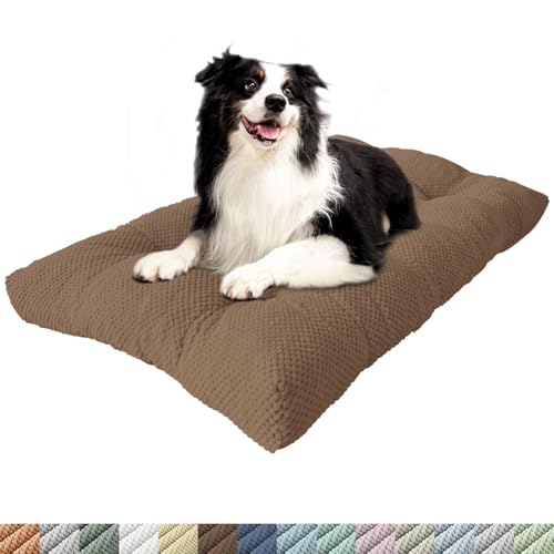 PHUSTJKL Hundebett Mittelgroße Kleine Hunde, 135x100x8cm Waschbar Hundekissen mit Rutschfester Unterseite, Flauschiges Atmungsaktiv Superweich Katzenbett Haustierbett Hundematratze-Braun von PHUSTJKL