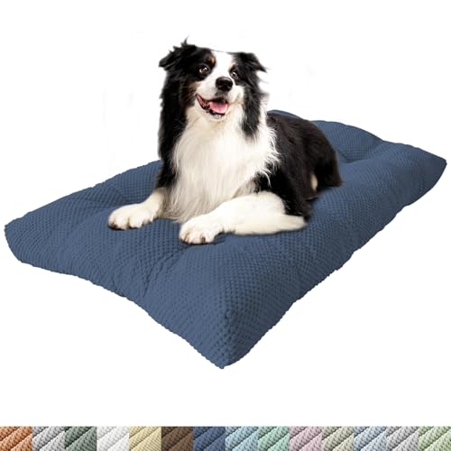 PHUSTJKL Hundebett Mittelgroße Kleine Hunde, 75x55x15cm Waschbar Hundekissen mit Rutschfester Unterseite, Flauschiges Atmungsaktiv Superweich Katzenbett Haustierbett Hundematratze-Dunkelblau von PHUSTJKL
