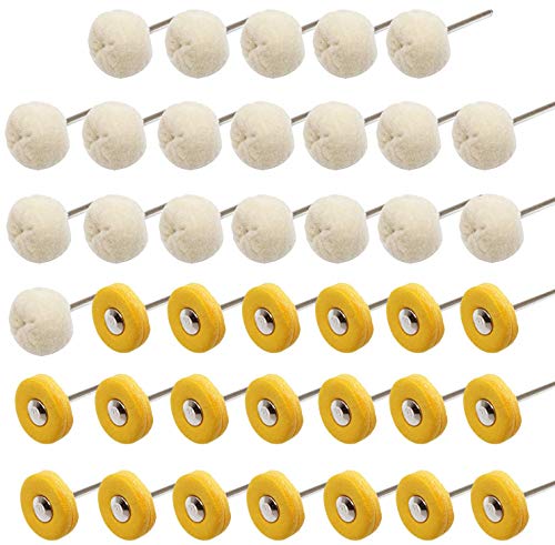 PHYHOO Polierscheiben-Set aus Baumwolle, kleine Polierscheibe für Drehbohrer, Dremel, Zubehör, Uhr, Schmuck, Polierset, 3 mm Dorn, 40 Stück von PHYHOO