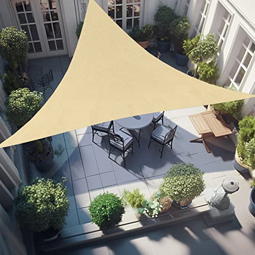 PHYLES Sonnensegel Dreieck Wasserdicht 3x3x3m, Sonnenschutz UV Schutz Windschutz Segel für Balkon Garten Terrasse, mit Ösen und Befestigungsseile, Beige von PHYLES