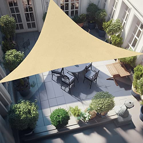PHYLES Sonnensegel Dreieck Wasserdicht 3x3x3m, Sonnenschutz UV Schutz Windschutz Segel für Balkon Garten Terrasse, mit Ösen und Befestigungsseile, Beige von PHYLES
