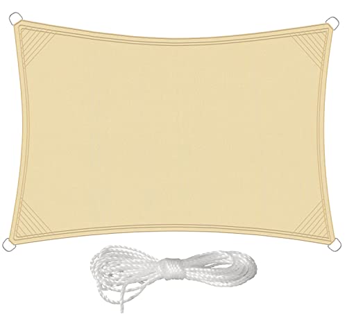 PHYLES Sonnensegel Wasserdicht Sonnenschutz Rechteckig 3 x 4 m, Sonnensegel UV-Schutz Windschutz für Balkon Garten Terrasse, Creme Weiß von PHYLES