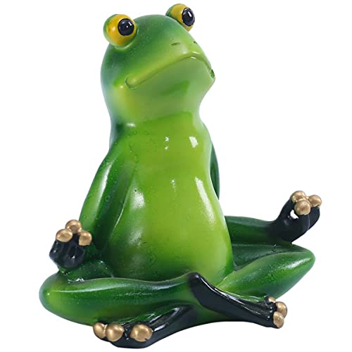 PHYMAT Harzgrün Yoga Frosch Mini kleine Statue Gartendekoration Layout Simulation Tier Landschaft Outdoor Handwerk Geschenk (A) von PHYMAT