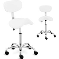 Hamburger Kosmetik-Sattelstuhl auf Rollen bis 150 kg, weiß Hamburger Kosmetik-Sattelstuhl auf Rollen bis 150 kg, weiß von PHYSA