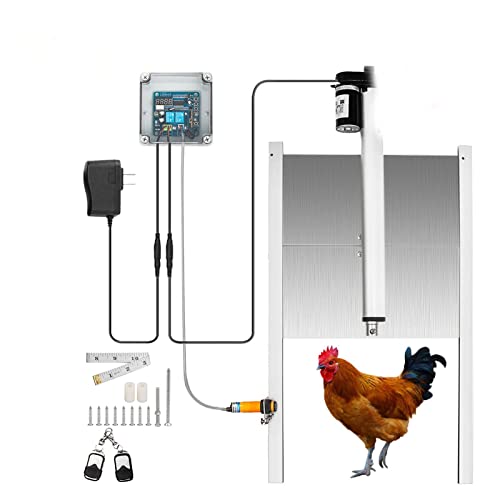 Automatische Hühnertüröffner Kits W/Time Sensor Induktion Haustiere Türöffnung mit Infrarotsensor Automatiköffner für DIY-Mini-Getriebemotor(Size:20.4Wx37.7W in) von PHYTOTREE