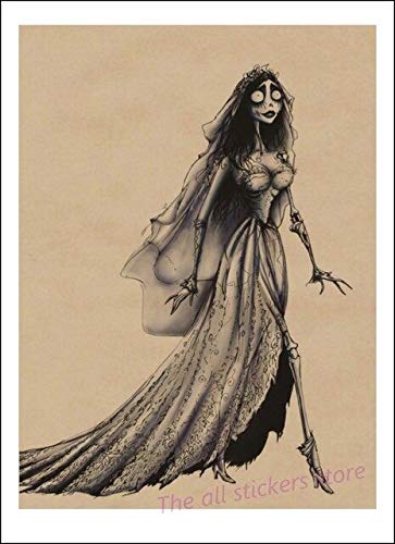 PHhomedecor Leinwanddrucke Poster,Tim Burton Filmplakate The Corpse Bride Vintage Retro Antike Wandplakat Home Decora,Leinwand Wandkunst Bilder,50X70Cm Ohne Rahmen Bild,Ph-674 von PHhomedecor