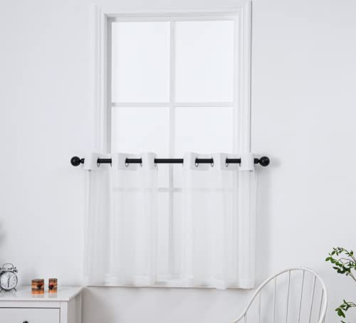 PI Durchsichtige Stufenvorhänge, Ösen, Voile, strukturierte Fensterbehandlung für Küche, 2 Paneele von PI