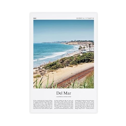 Del Mar Farbdruck Del Mar Real Foto Poster Reise Poster Geschenk Kalifornien USA Reise Minimaler Stadtdruck Leinwand Deko Drucke Unframe 12 x von PIANK