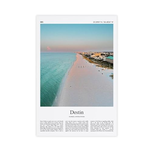 Destin Farbdruck Destin Real Photo Poster Travel Poster Gift Florida United States USA Travel Minimal City Print Canvas Deco Prints Unframe 40,6 x 61 cm von PIANK