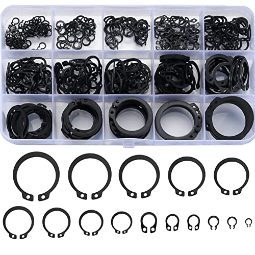 350 Stk Sicherungsring Set, Innen E-Clips Sprengringe Seegering Sortiment, Externes C-Clips Geteilte Schnallen Unterlegscheiben, M4-M28 von PIANKEKE