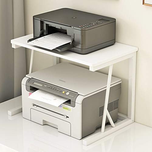 2-Schicht-Drucker Rack-Multifunktions Storage Rack Office Home Desktop-Rack-Organizer for Drucker Kopierer Scanner (Color : White, Größe : M) von PIAOLING