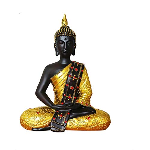 Feng Shui Dekoration Porch Harz Buddha-Statue Südostasien Zen Statue Thailand große Meditation sitzende Buddha Ornament Gold Schal Tempel Segen Desktop-Dekoration Feng Shui Statue ( Color : A ) von PIAOLING