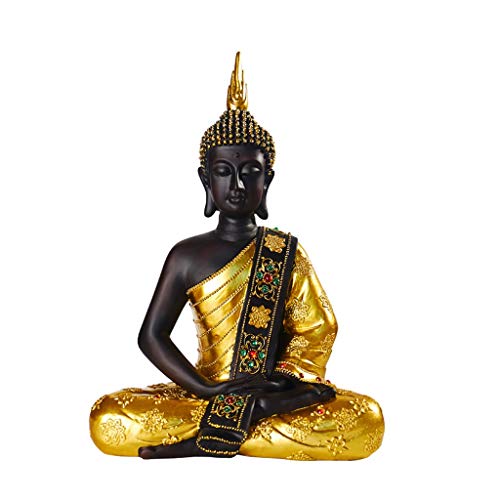 Feng Shui Dekoration Porch Harz Buddha-Statue Südostasien Zen Statue Thailand große Meditation sitzende Buddha Ornament Gold Schal Tempel Segen Desktop-Dekoration Feng Shui Statue ( Color : B ) von PIAOLING