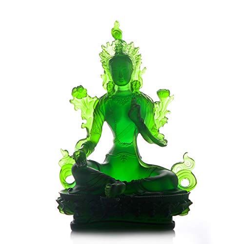 PIAOLING Feng Shui Dekoration Buddha-Statue-Dekoration-Harz Grüne Tara Glas Buddha Statue Dekoration for die sichere tibetisch-buddhistischen Supplies Home Geschenke Feng Shui Statue von PIAOLING