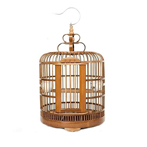 PIAOLING Hochwertiger Vogelkäfig Runder Vogelkäfig Bambus Wandbehang Wandbehang Vogelkäfig Indoor Outdoor Large Canary Parrot Vogelkäfig Zubehör Durchmesser 33cm Langlebig von PIAOLING