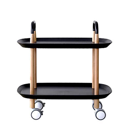 PIAOLING Home Beistelltisch Nordic-Art-Kleiner Couchtisch Trolley einfacher Zwei-Speicherraum Geeignet for Balkon Schlafzimmer Nacht Sofa Side Dining Car Langlebiger Couchtisch von PIAOLING