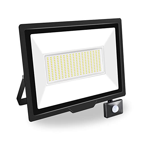 PICAA 200W LED Strahler mit Bewegungsmelder Außen,20000LM Außenstrahler 6000K Kaltweiß Scheinwerfer, IP65 Wasserdicht Fluter, Ideale Aussenleuchte für Garten, Innenhöfe, Garage, Haus, Hotel (1 Stück) von PICAA