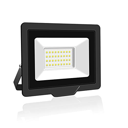 PICAA LED Strahler 30W, LED Strahler Außen, 3000LM LED Scheiwerfer, IP65 Wasserfest Fluter 4000K Warmweiß Aussenstrahler, Außenstrahler für Hinterhof, Auffahrt, Türen, Garage, Flur, Garten(1 Stück) von PICAA