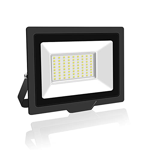 PICAA LED Strahler 50W, LED Strahler Außen, 5000LM LED Scheiwerfer, IP65 Wasserfest Fluter 6000K Kaltweiß Aussenstrahler, Außenstrahler für Hinterhof, Auffahrt, Türen, Garage, Flur, Garten(1 Stück) von PICAA