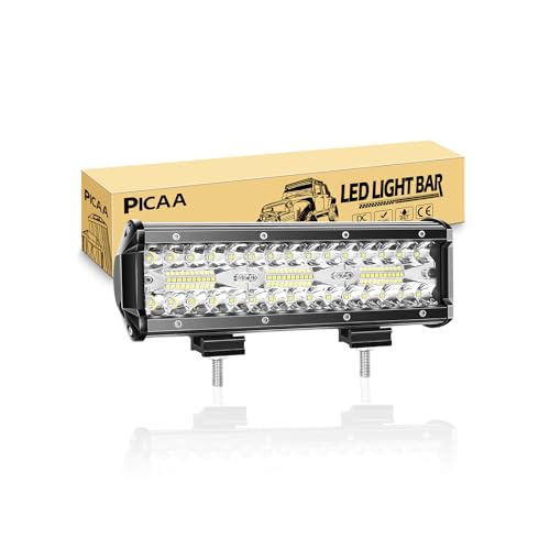 PICAA Arbeitsscheinwerfer 9 Zoll 25.4 CM 180W 8D Lichtbalken 12V 24V 6000K Zusatzscheinwerfer Bar Spot Flutlicht Kombination für SUV Offroad ATV UTV Traktor 4x4 Auto von PICAA