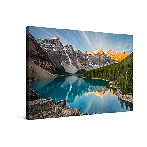 PICANOVA – Bild auf Leinwand Bergsee Moraine 60x40cm Leinwandbild – Premium Leinwanddruck – Wandbild Kunstdruck Auf 2cm Holz-Keilrahmen Wohnzimmer Wanddekoration – Berge von PICANOVA