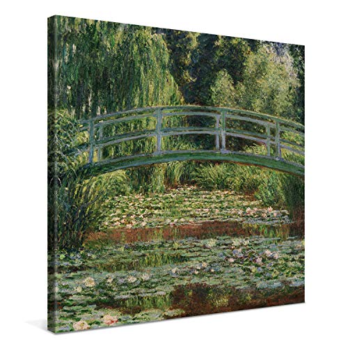 PICANOVA – Claude Monet – The Japanese Footbridge and the Water Lily Pool 80x80cm – Bild auf Leinwand – Premium Kunstdruck Auf 2cm Holz-Keilrahmen Für Schlaf- Und Wohnzimmer – Klassische Kunst von PICANOVA