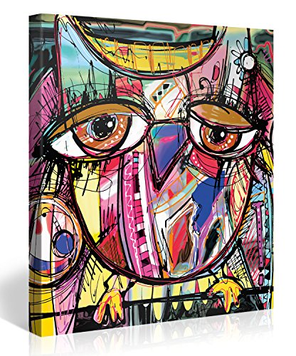 PICANOVA – Doodle Owl 80x80cm – Premium Leinwanddruck – Kunstdruck Auf 2cm Holz-Keilrahmen Für Schlaf- Und Wohnzimmer von PICANOVA